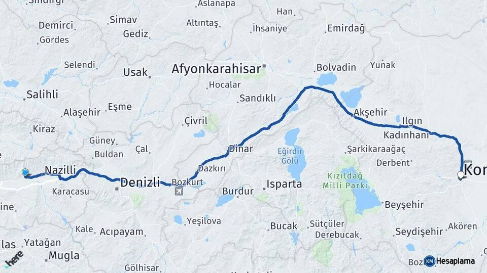 Aydın Sultanhisar Konya Arası Kaç Km - Yol Haritası