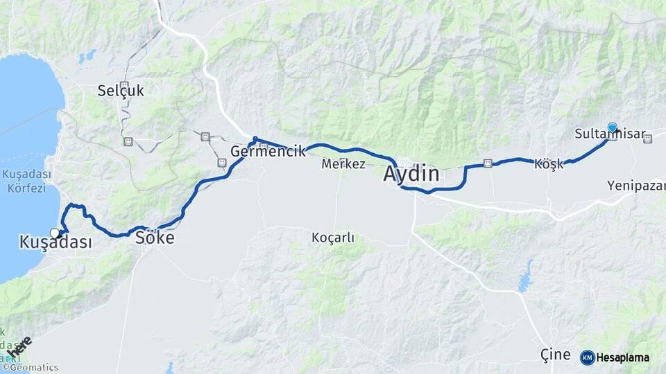 Aydın Sultanhisar Kuşadası Arası Kaç Km - Yol Haritası