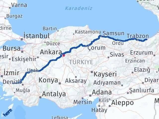 Aydın Sultanhisar Rize Arası Kaç Km - Yol Haritası