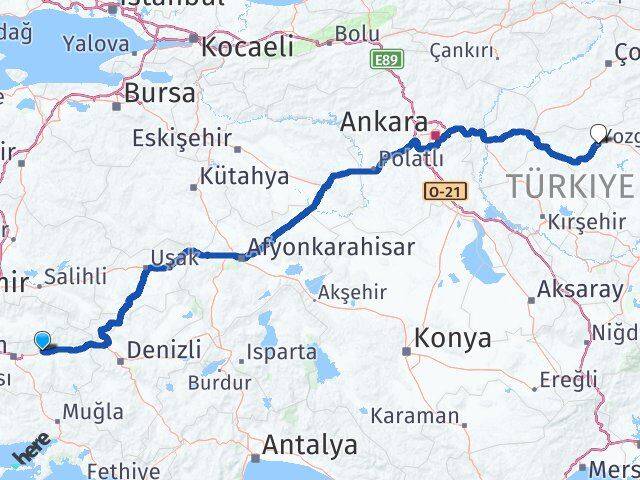 Aydın Sultanhisar Yozgat Arası Kaç Km - Yol Haritası