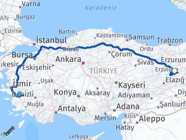 Aydın Yayladere Bingöl Arası Kaç Km - Yol Haritası