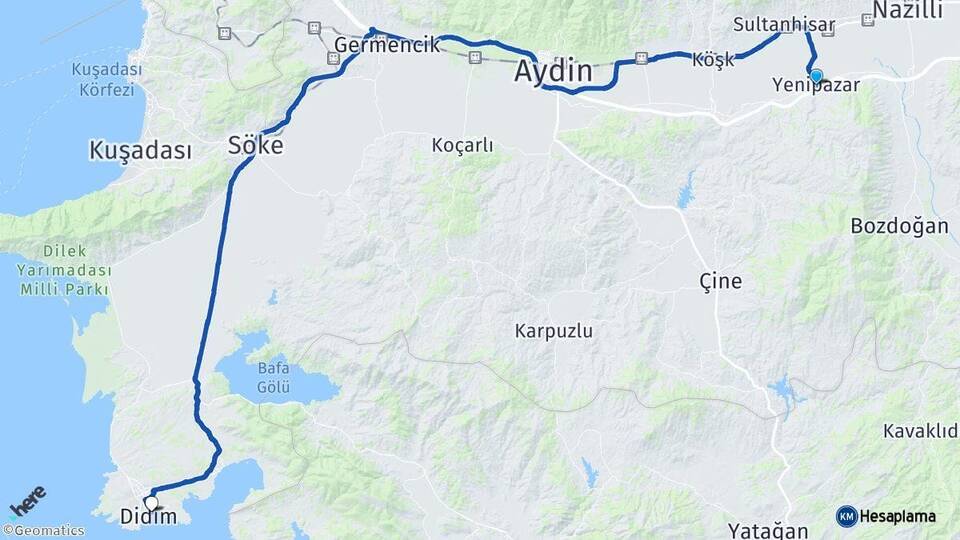 Aydın Yenipazar Didim Arası Kaç Km - Yol Haritası