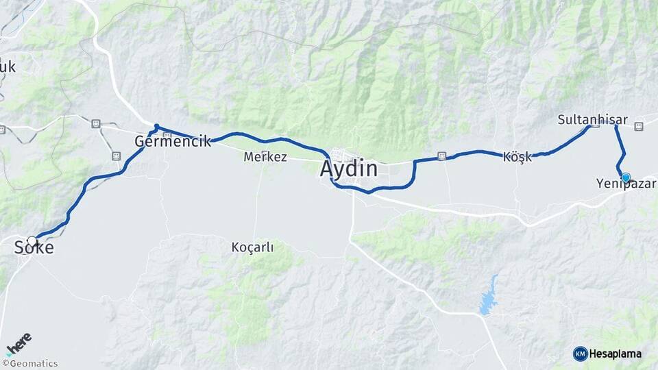 Aydın Yenipazar Söke Arası Kaç Km - Yol Haritası