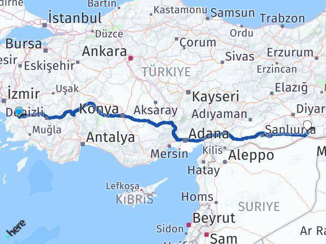 Aydın Yeşilli Mardin Arası Kaç Km - Yol Haritası