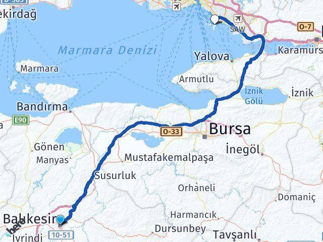Balıkesir Adalar İstanbul Arası Kaç Km - Yol Haritası