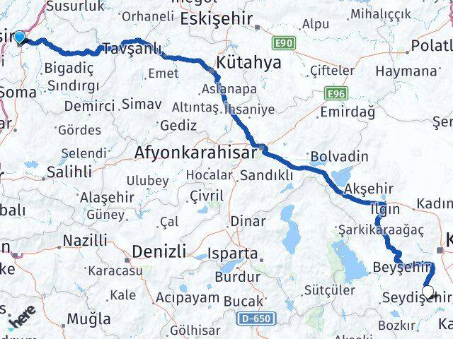 Balıkesir Akören Konya Arası Kaç Km - Yol Haritası