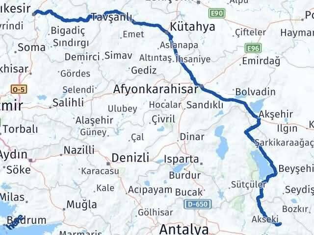 Balıkesir Akseki Antalya Arası Kaç Km - Yol Haritası