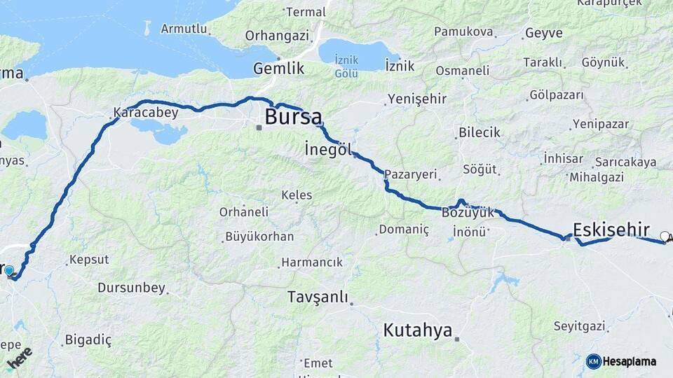 Balıkesir Alpu Eskişehir Arası Kaç Km - Yol Haritası