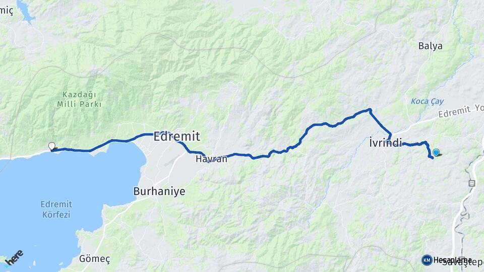Balıkesir Altıeylül Altınoluk Edremit Arası Kaç Km - Yol Haritası