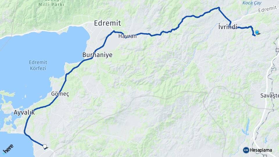 Balıkesir Altıeylül Altınova Ayvalık Arası Kaç Km - Yol Haritası
