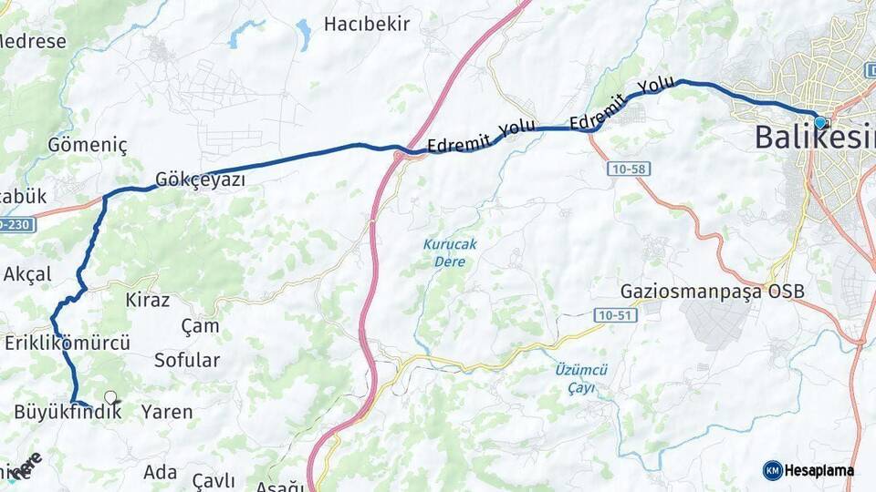 Balıkesir Altıeylül Arası Kaç Km - Yol Haritası