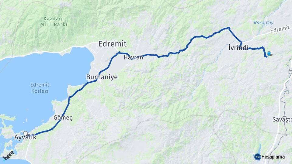 Balıkesir Altıeylül Ayvalık Arası Kaç Km - Yol Haritası