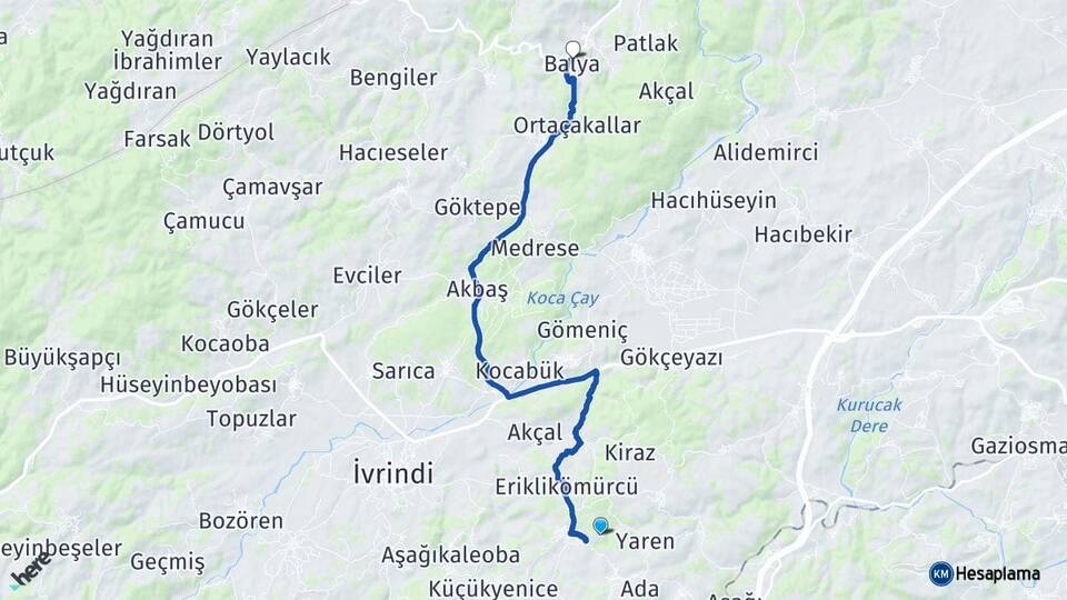 Balıkesir Altıeylül Balya Arası Kaç Km - Yol Haritası