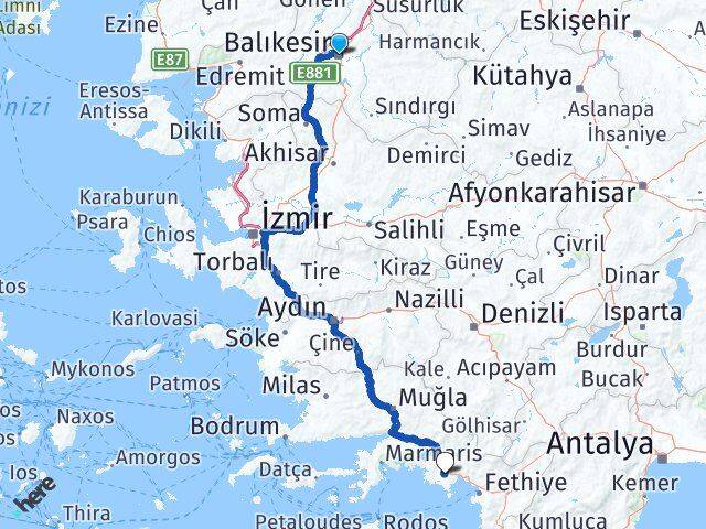 Balıkesir Altıeylül Dalaman Muğla Arası Kaç Saat? Yol Haritası, Yakıt, Rota ve Mesafe Hesaplama Balıkesir Altıeylül Dalaman Muğla Arası Kaç Km? Kaç Saat? Yol Haritası