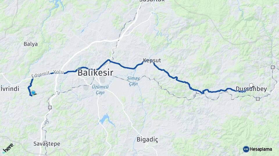 Balıkesir Altıeylül Dursunbey Arası Kaç Km - Yol Haritası