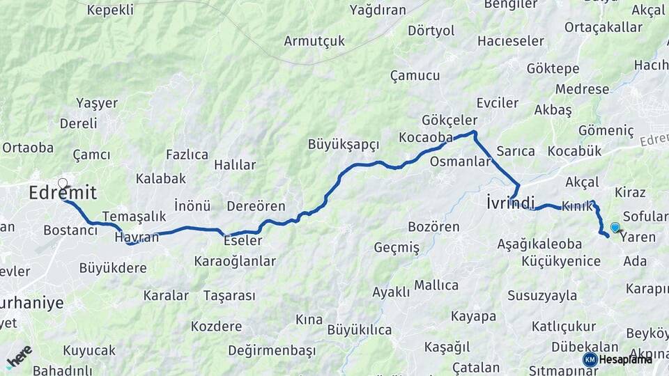 Balıkesir Altıeylül Edremit Arası Kaç Km - Yol Haritası