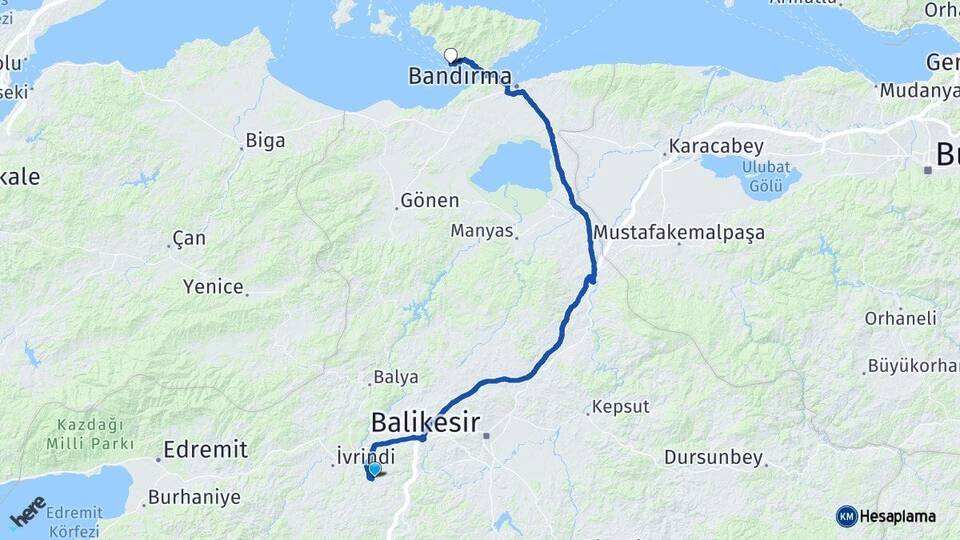 Balıkesir Altıeylül Erdek Arası Kaç Km - Yol Haritası