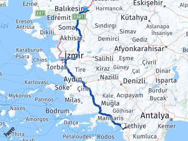 Balıkesir Altıeylül Fethiye Muğla Arası Kaç Saat? Yol Haritası, Yakıt, Rota ve Mesafe Hesaplama Balıkesir Altıeylül Fethiye Muğla Arası Kaç Km? Kaç Saat? Yol Haritası