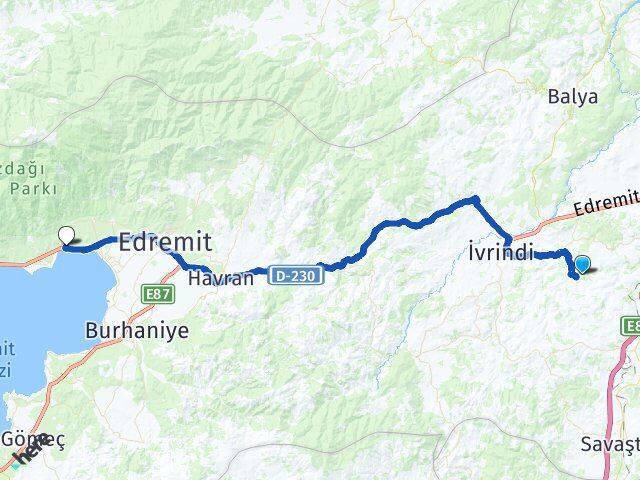 Balıkesir Altıeylül Güre Edremit Arası Kaç Km - Yol Haritası