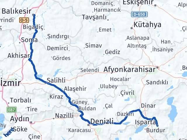 Balıkesir Altıeylül Isparta Arası Kaç Km - Yol Haritası
