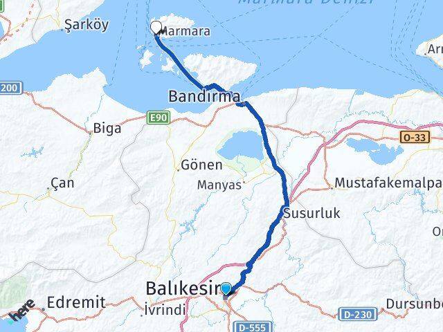 Balıkesir Altıeylül Marmara Arası Kaç Km - Yol Haritası