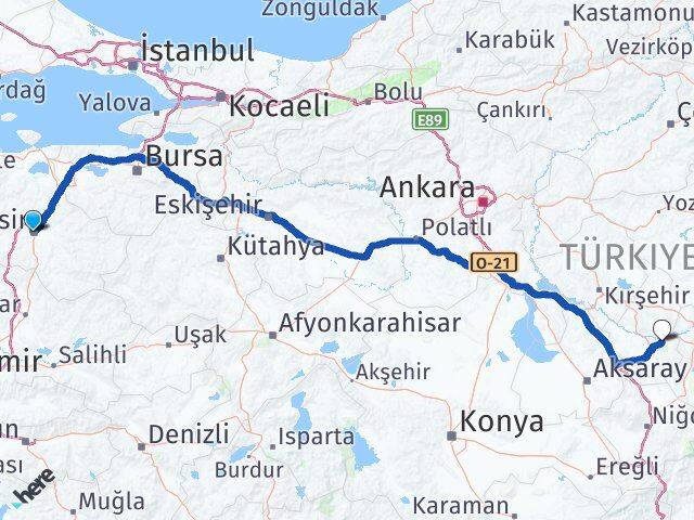 Balıkesir Avanos Nevşehir Arası Kaç Km - Yol Haritası