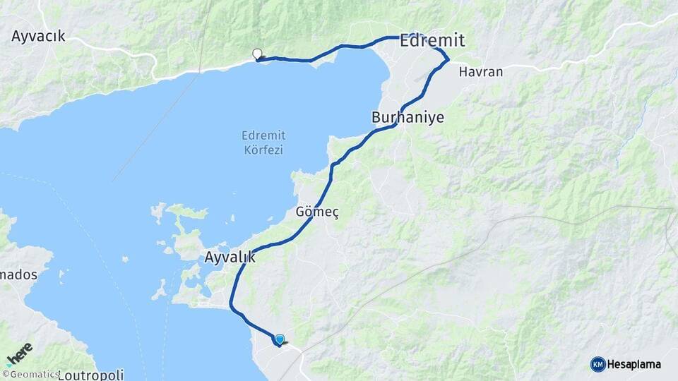 Balıkesir Ayvalık Altınova Altınoluk Edremit Arası Kaç Km - Yol Haritası