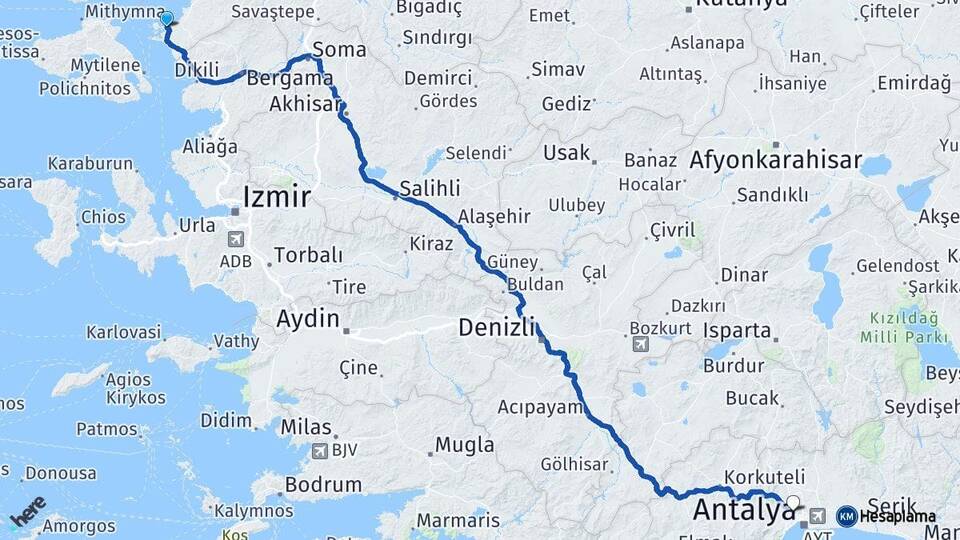 Balıkesir Ayvalık Kepez Antalya Arası Kaç Km - Yol Haritası