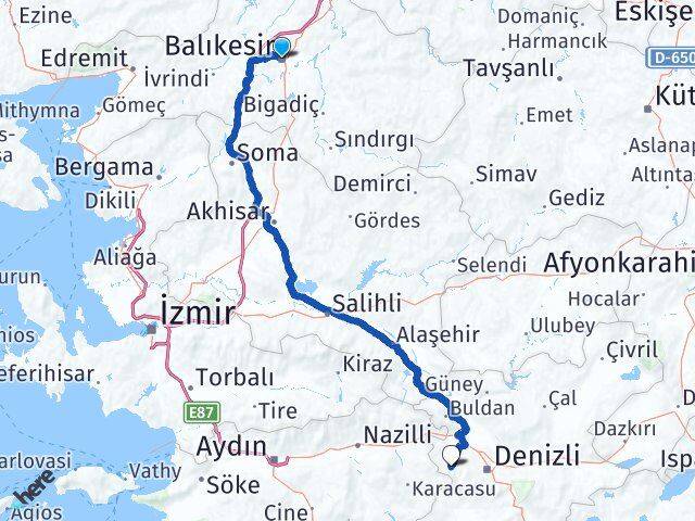 Balıkesir Babadağ Denizli Arası Kaç Km - Yol Haritası