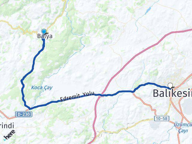Balıkesir Balya Karesi Arası Kaç Km - Yol Haritası