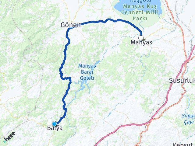 Balıkesir Balya Manyas Arası Kaç Km - Yol Haritası