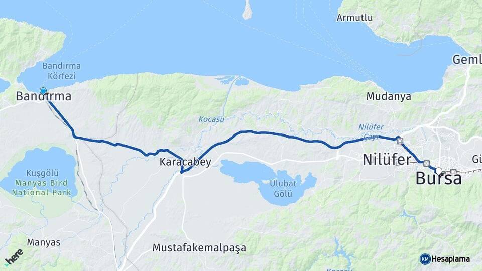 Balıkesir Bandırma Bursa Arası Kaç Km - Yol Haritası