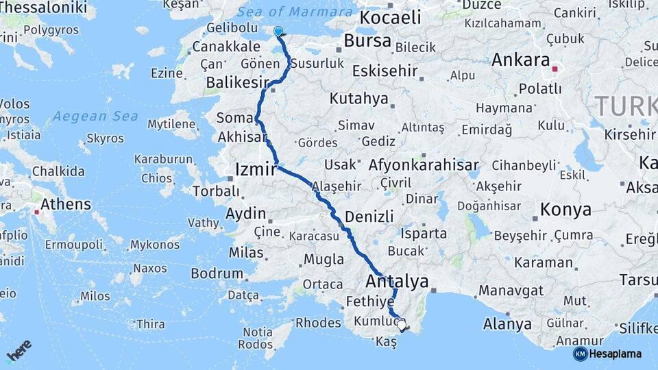Balıkesir Bandırma Finike Antalya Arası Kaç Saat? Yol Haritası, Yakıt, Rota ve Mesafe Hesaplama Balıkesir Bandırma Finike Antalya Arası Kaç Km? Kaç Saat? Yol Haritası