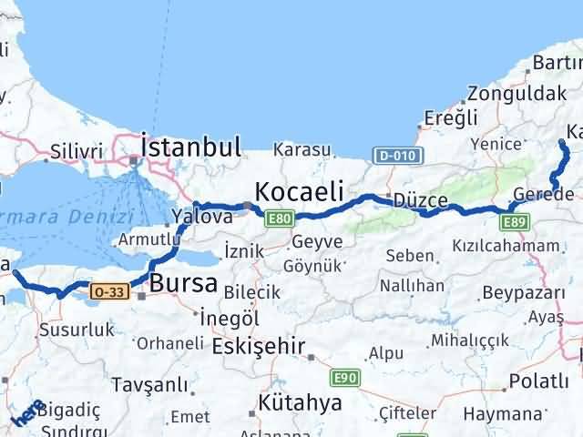 Balıkesir Bandırma Karabük Arası Kaç Km - Yol Haritası