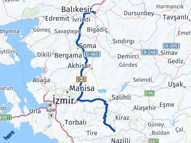 Balıkesir Beydağ İzmir Arası Kaç Km - Yol Haritası