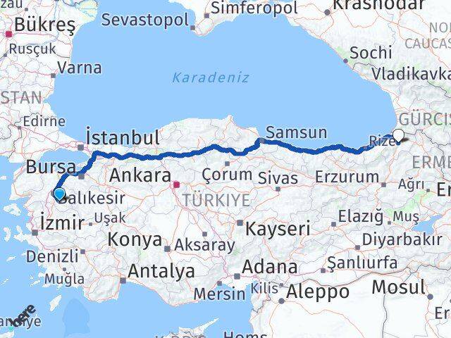 Balıkesir Bigadiç Artvin Arası Kaç Km - Yol Haritası