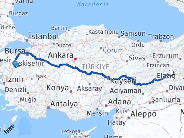 Balıkesir Bigadiç Bingöl Arası Kaç Km - Yol Haritası