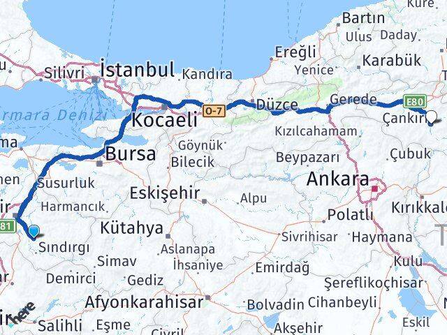Balıkesir Bigadiç Çankırı Arası Kaç Km - Yol Haritası