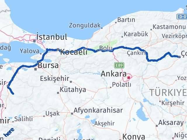 Balıkesir Bigadiç Çorum Arası Kaç Km - Yol Haritası
