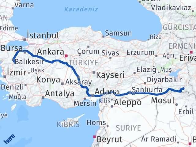 Balıkesir Bigadiç Hakkari Arası Kaç Km - Yol Haritası