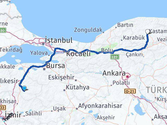 Balıkesir Bigadiç Kastamonu Arası Kaç Km - Yol Haritası