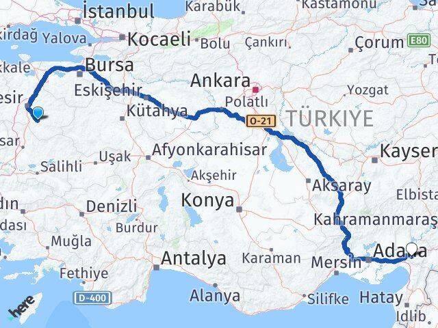 Balıkesir Bigadiç Osmaniye Arası Kaç Km - Yol Haritası