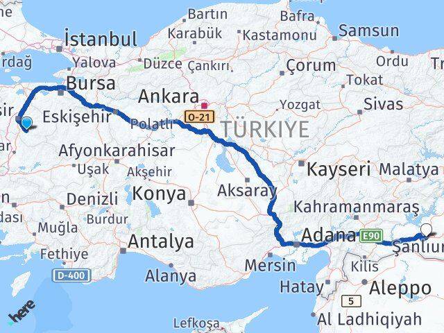 Balıkesir Bigadiç Şanlıurfa Arası Kaç Km - Yol Haritası