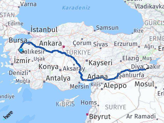 Balıkesir Bigadiç Siirt Arası Kaç Km - Yol Haritası