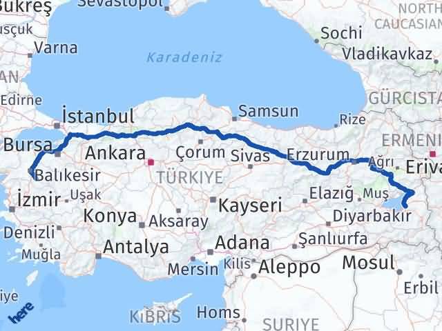 Balıkesir Bigadiç Van Arası Kaç Km - Yol Haritası