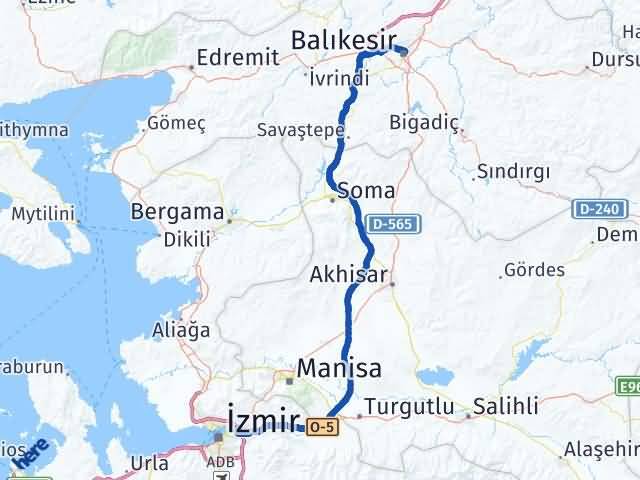 Balıkesir Bornova İzmir Arası Kaç Km - Yol Haritası