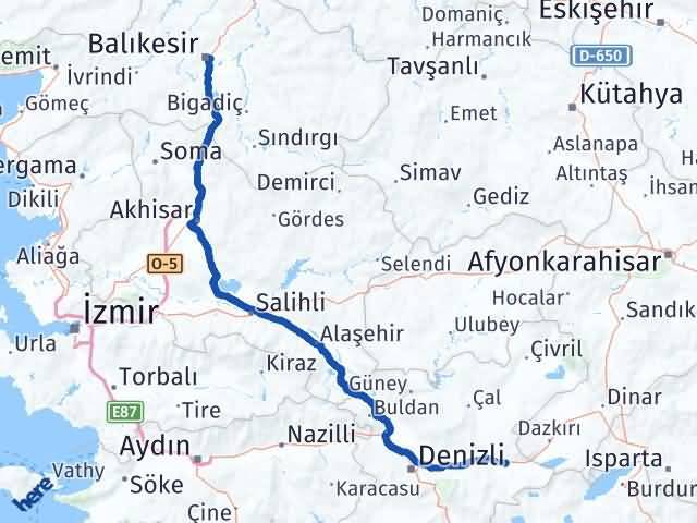 Balıkesir Bozkurt Denizli Arası Kaç Km - Yol Haritası