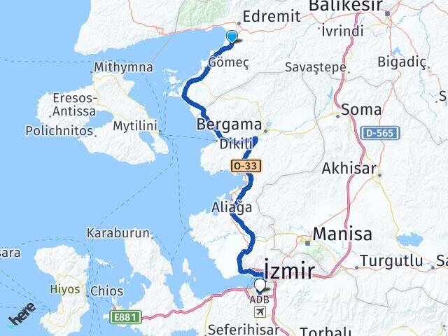 Balıkesir Burhaniye Akıncılar Buca İzmir Arası Kaç Km - Yol Haritası