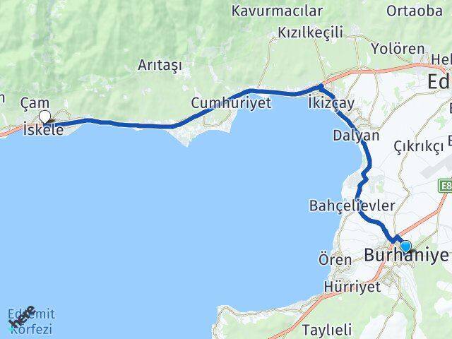 Balıkesir Burhaniye Altınoluk Edremit Arası Kaç Km - Yol Haritası