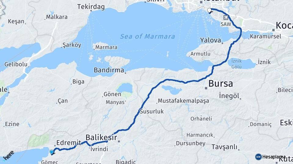 Balıkesir Burhaniye Bostancı Kadıköy İstanbul Arası Kaç Km - Yol Haritası